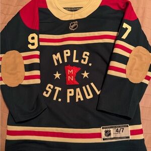 NHL Kids MPLS St. Paul Jersey - Navy, Red, and Cream